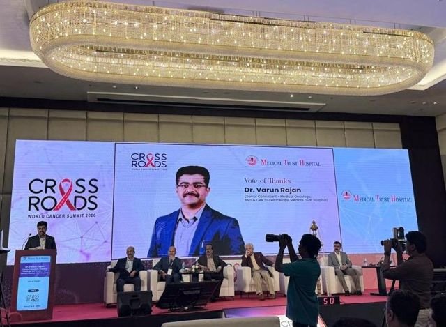 Delivering a vote of thanks at a cancer summit in Kochi